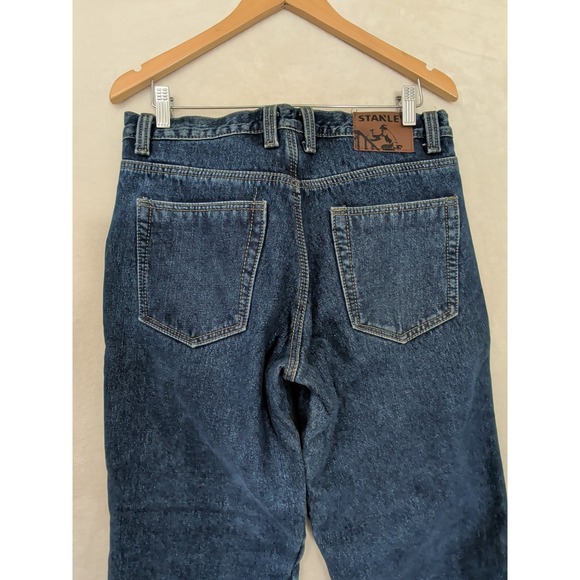 Stanley Fleece Lined Jeans Mens 32x34 Blue Straight Leg Denim Workwear Warm - Picture 5 of 11